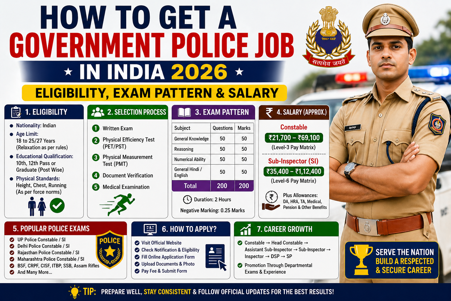 How to Get a Government Police Job in India 2026 – Eligibility, Exam Pattern & Salary